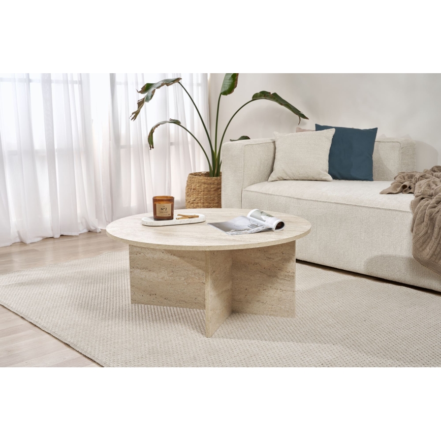 Konferenčný stolík VERUM, priemer 90 cm, béžový