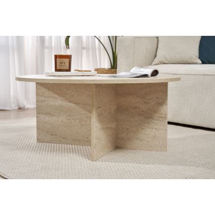 Konferenčný stolík VERUM, priemer 90 cm, béžový