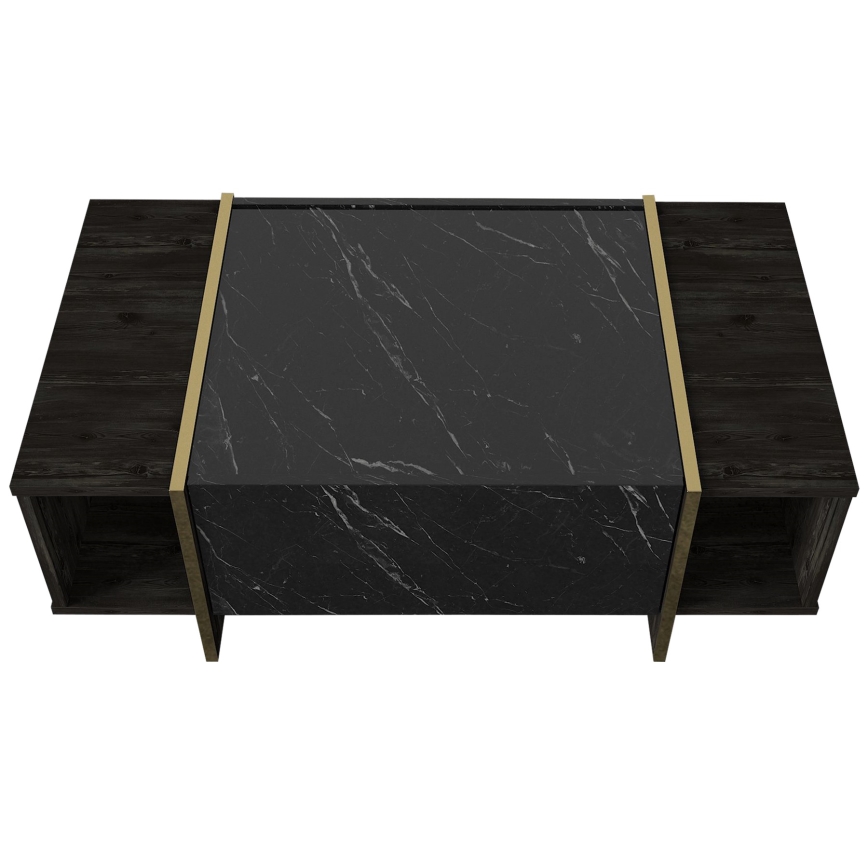 Konferenčný stolík VEYRON 37,3x103,8 cm čierna/zlatá