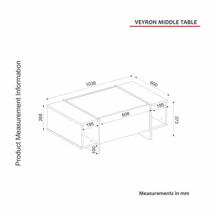 Konferenčný stolík VEYRON 37,3x103,8 cm čierna/zlatá