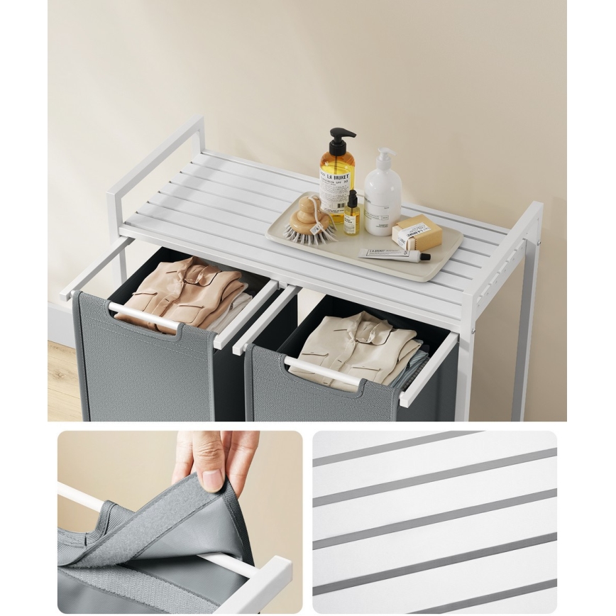 Kôš na bielizeň REX biela/sivá