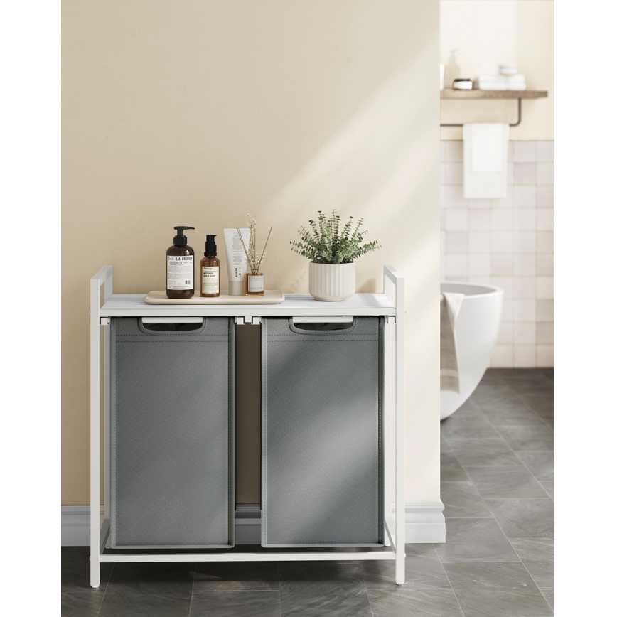 Kôš na bielizeň REX biela/sivá