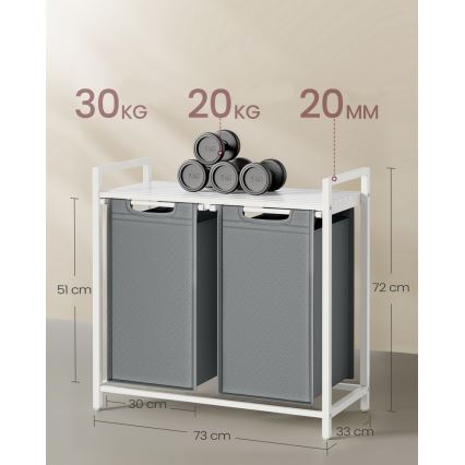 Kôš na bielizeň REX biela/sivá