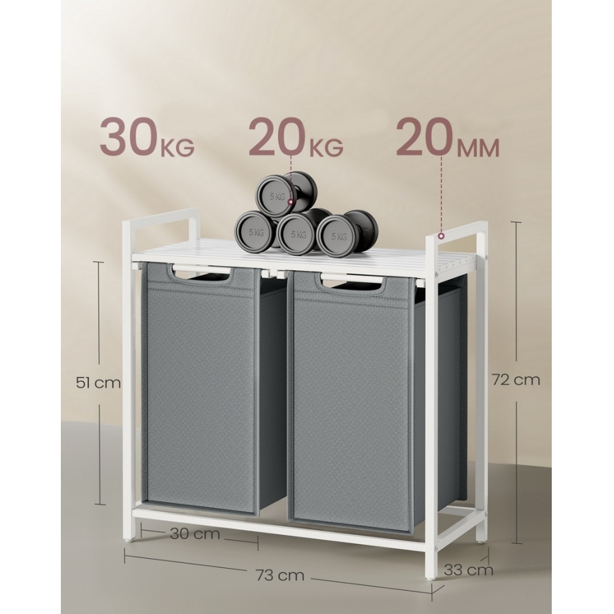 Kôš na bielizeň REX biely/sivý