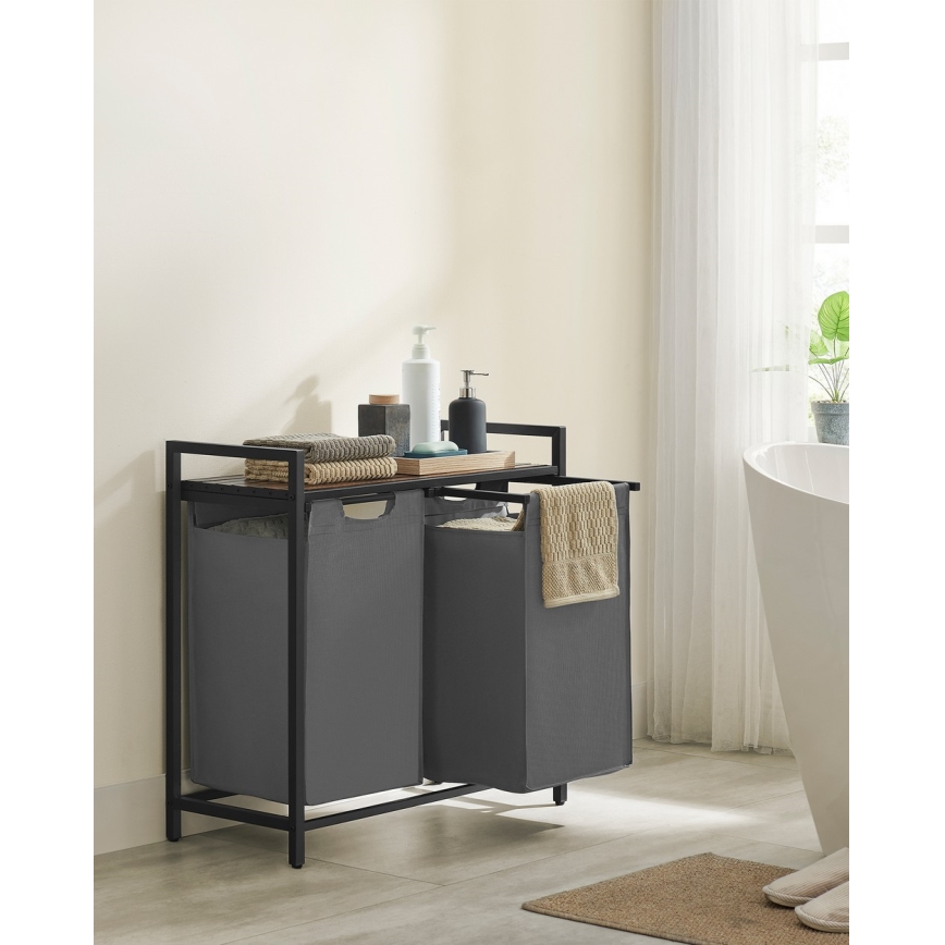 Kôš na bielizeň REX hnedá/sivá