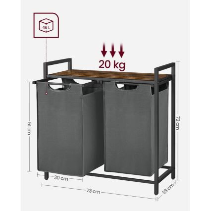 Kôš na bielizeň REX hnedá/sivá