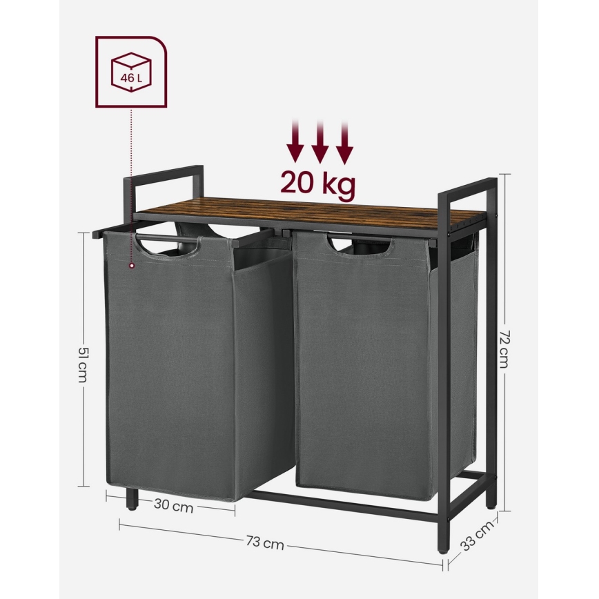 Kôš na bielizeň REX hnedá/sivá