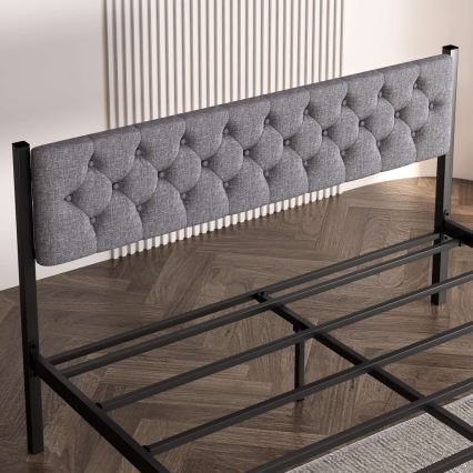 Kovová dvojlôžková posteľ KAROM 120x200 cm sivá nosnosť 120 kg