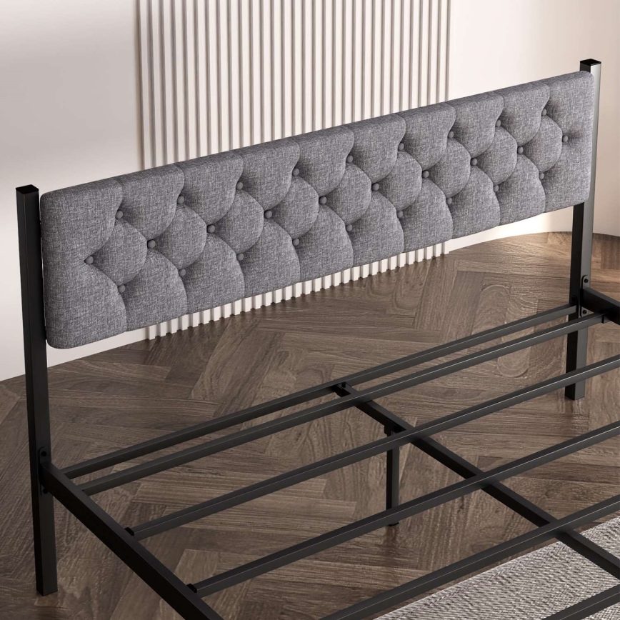 Kovová dvojlôžková posteľ KAROM 120x200 cm sivá nosnosť 120 kg