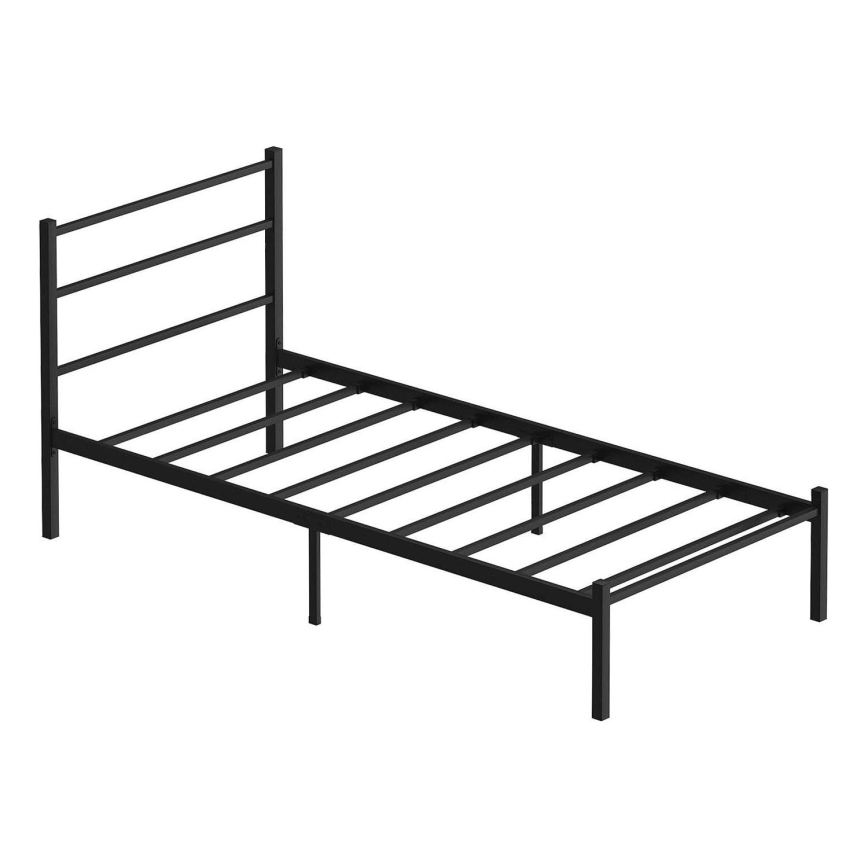 Kovová jednolôžková posteľ FERON 90x200 cm čierna nosnosť 120 kg