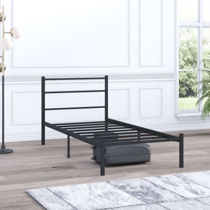 Kovová jednolôžková posteľ FERON 90x200 cm čierna nosnosť 120 kg
