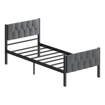 Kovová jednolôžková posteľ KAROM 90x200 cm, sivá, nosnosť 120 kg
