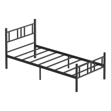 Kovová jednolôžková posteľ PIRON 90x200 cm, čierna, nosnosť 120 kg
