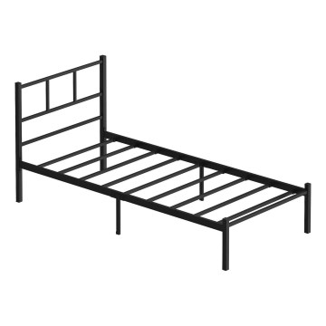 Kovová jednolôžková posteľ ROVAN 90x200 cm v čiernom prevedení, nosnosť 120 kg