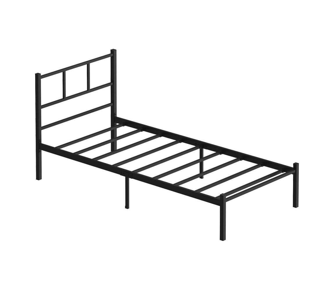 Kovová jednolôžková posteľ ROVAN 90x200 cm v čiernom prevedení, nosnosť 120 kg 837WST1143