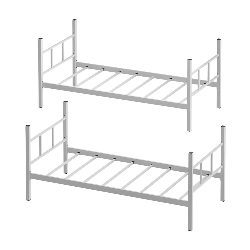 Kovová poschodová posteľ MAVEN 90x200 cm biela nosnosť 2x100 kg