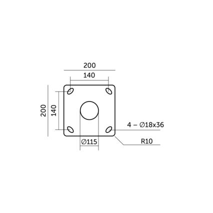 Kovová tyč pre stĺp vonkajšieho osvetlenia BASE, 3 m, čierna