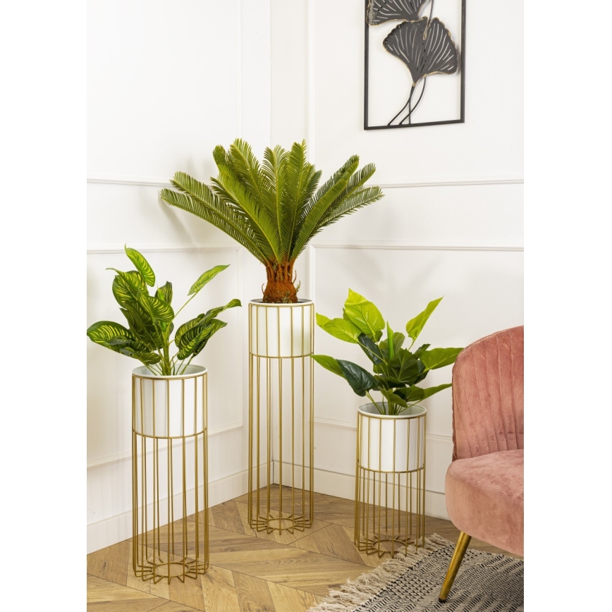 Kovový kvetináč LOFT 42x20 cm zlatá/biela