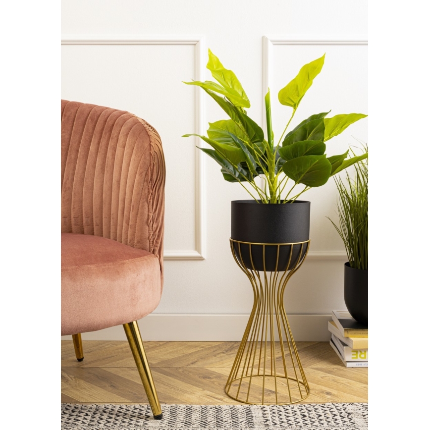 Kovový kvetináč LOFT 46x20 cm zlatá/čierna