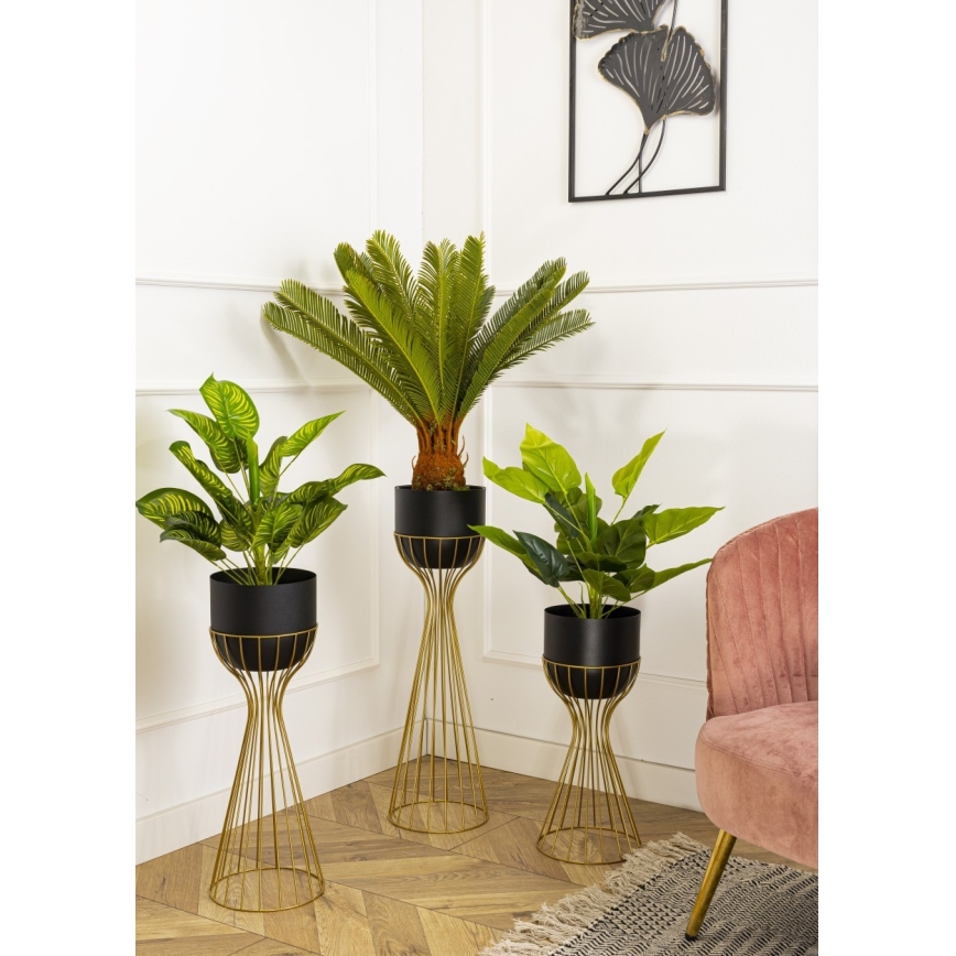 Kovový kvetináč LOFT 46x20 cm zlatá/čierna