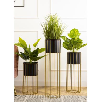 Kovový kvetináč LOFT 70x20 cm zlatá/čierna