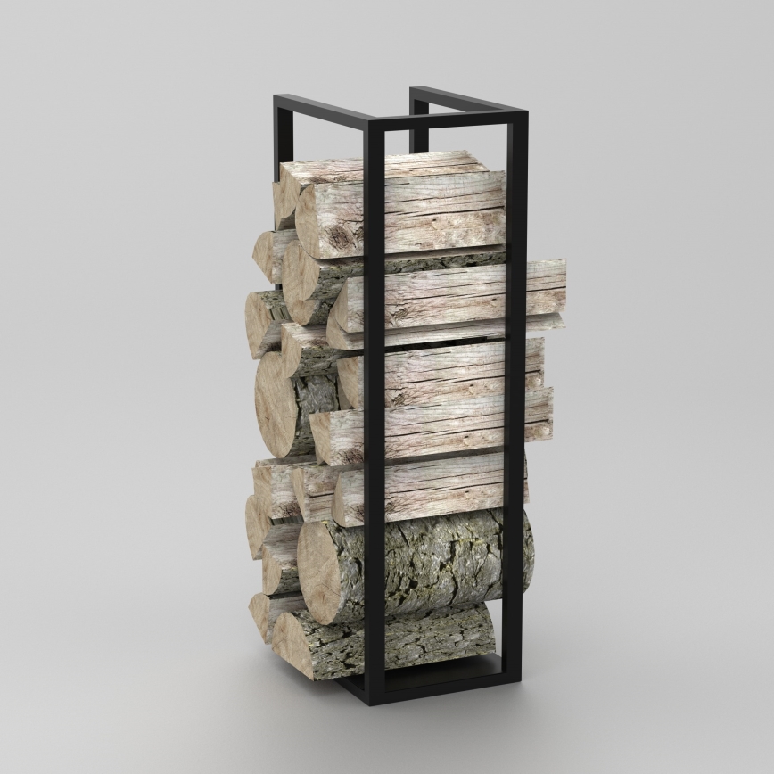 Kovový stojan na drevo 100x30 cm čierna