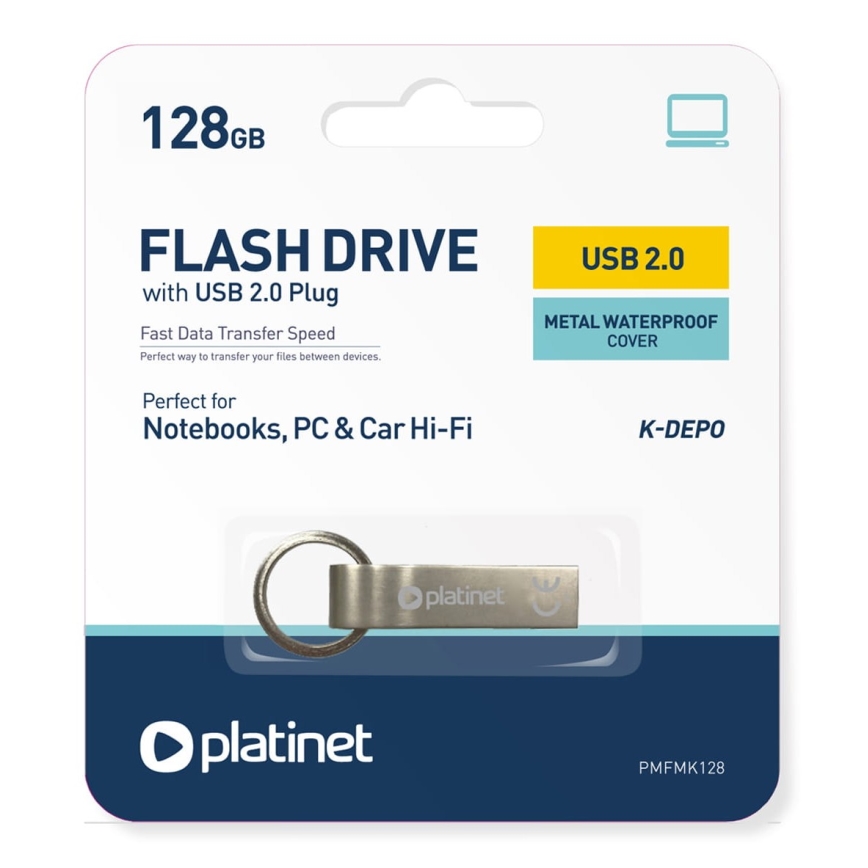 Kovový vodeodolný Flash Disk USB 128GB matný chróm