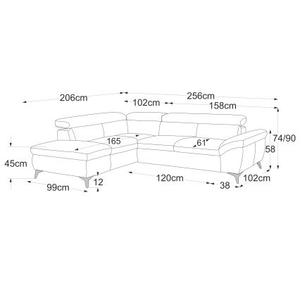 Rozkladacia kožená rohová sedacia súprava do L SALERNO II ľavá béžová