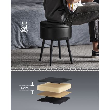 Kožený taburet CORE čierny