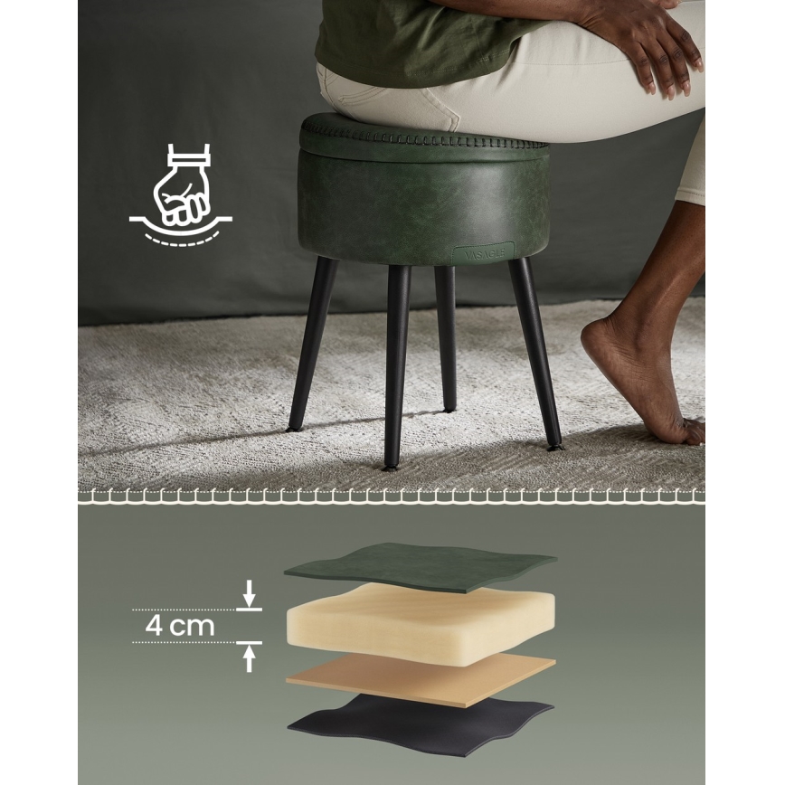 Kožený taburet CORE zelený