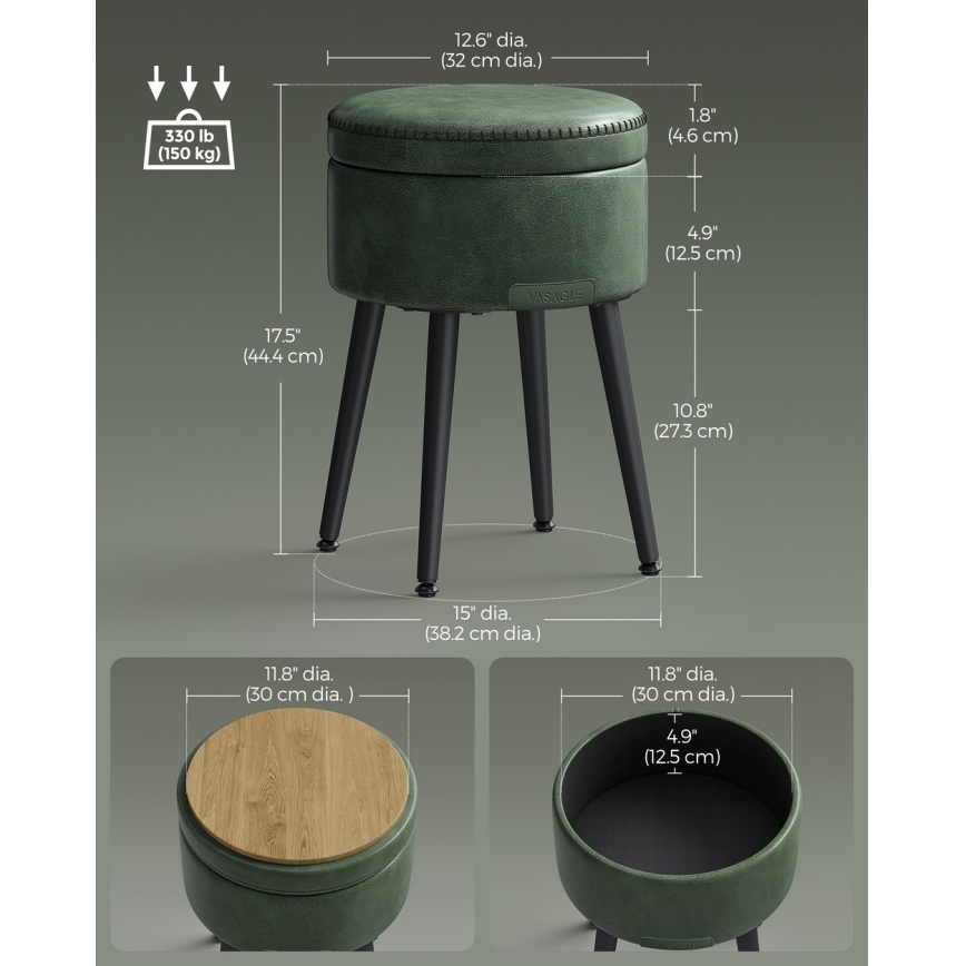 Kožený taburet CORE zelený