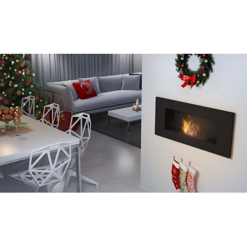 Kratki - Vstavaný BIO krb 40x90 cm 2kW čierna
