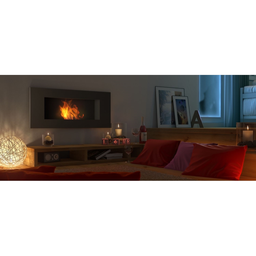Kratki - Vstavaný BIO krb 40x90 cm 2kW čierna