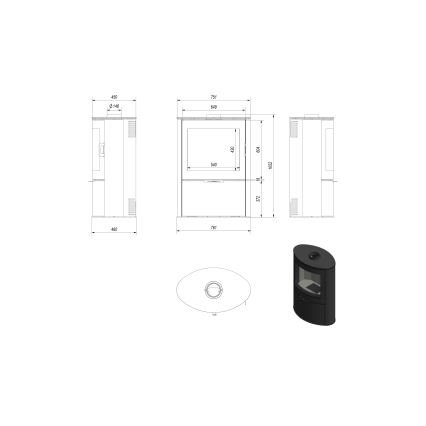 Kratki - Krbové oceľové kachle 10kW 150mm