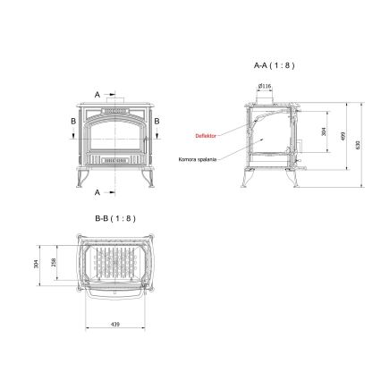 Kratki- Krbové liatinové kachle 8kW 130mm