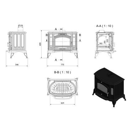 Kratki - Krbové liatinové kachle 10kW 130mm