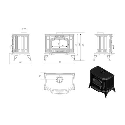 Kratki - Krbové liatinové kachle 10kW 150mm