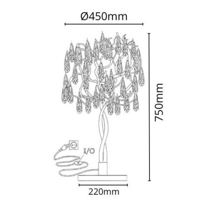 Krištáľová stolná lampa 5xG9/40W/230V zlatá
