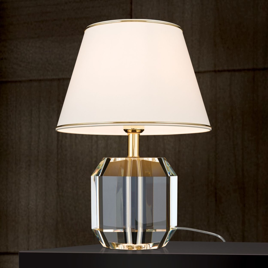 Krištáľová stolná lampa ALEXIS 1xE27/60W/230V krémová/zlatá/číra