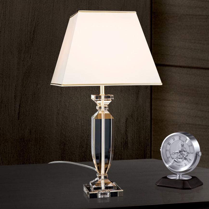 Krištáľová stolná lampa POKAL 1xE27/60W/230V krémová/číra
