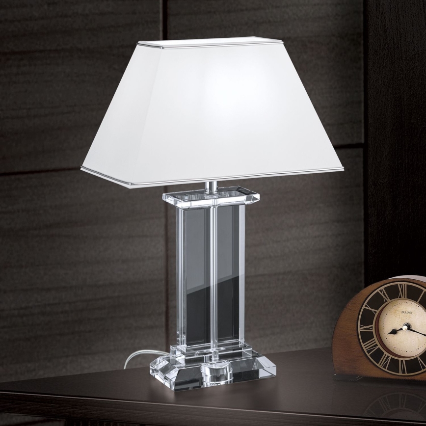 Krištáľová stolná lampa VERONIQUE 1xE27/60W/230V biela/číra