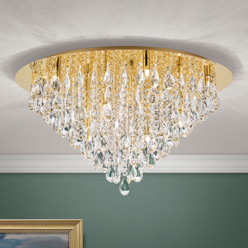 Krištáľové stropné svietidlo CELESTE 12xG9/40W/230V pr. 75 cm zlatá
