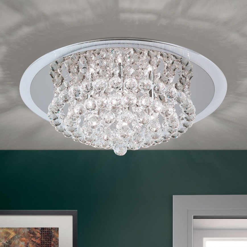 Krištáľové stropné svietidlo GLORIA 6xG9/40W/230V pr. 50 cm číra/lesklý chróm