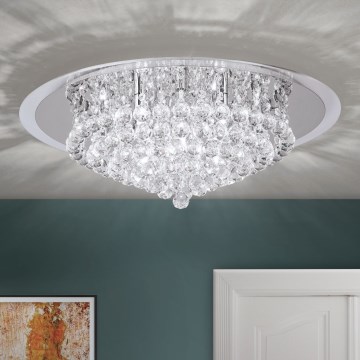 Krištáľové stropné svietidlo GLORIA 9xG9/40W/230V pr. 62 cm číra/lesklý chróm