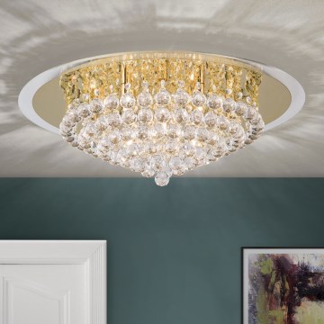 Krištáľové stropné svietidlo GLORIA 9xG9/40W/230V pr. 62 cm zlatá