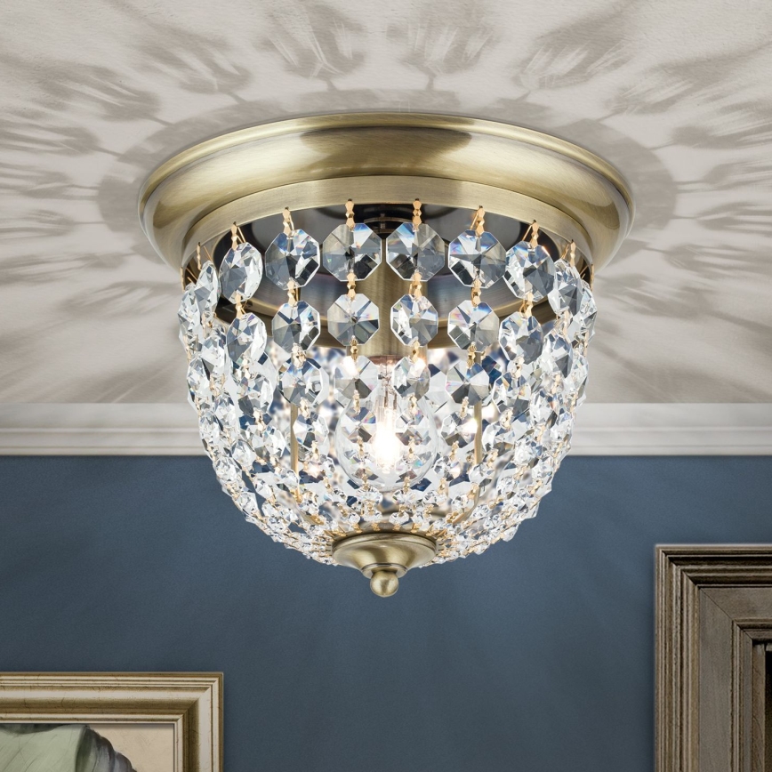 Krištáľové stropné svietidlo PLAFOND 1xE27/40W/230V pr. 26 cm bronz