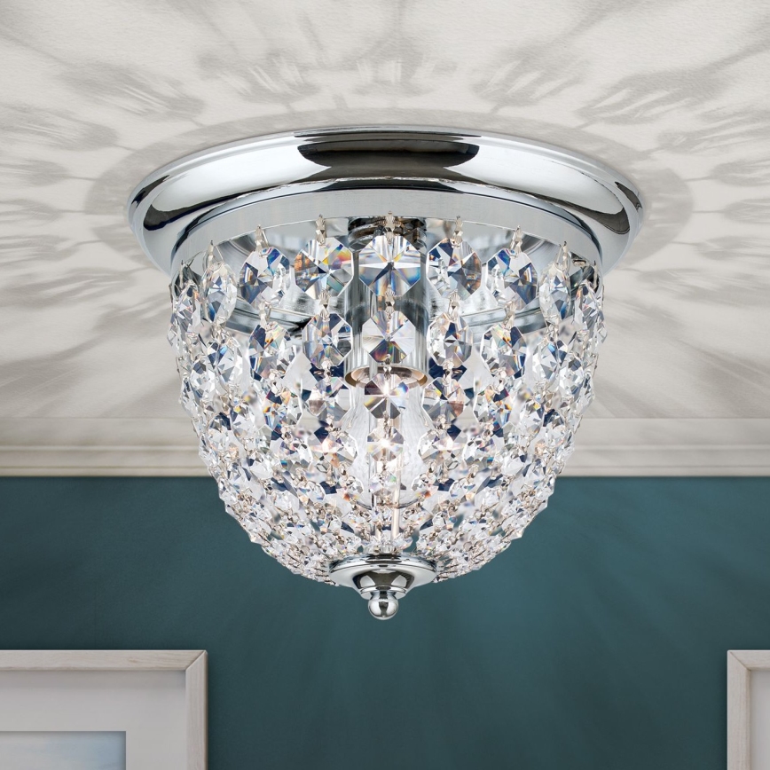 Krištáľové stropné svietidlo PLAFOND 1xE27/40W/230V pr. 26 cm lesklý chróm