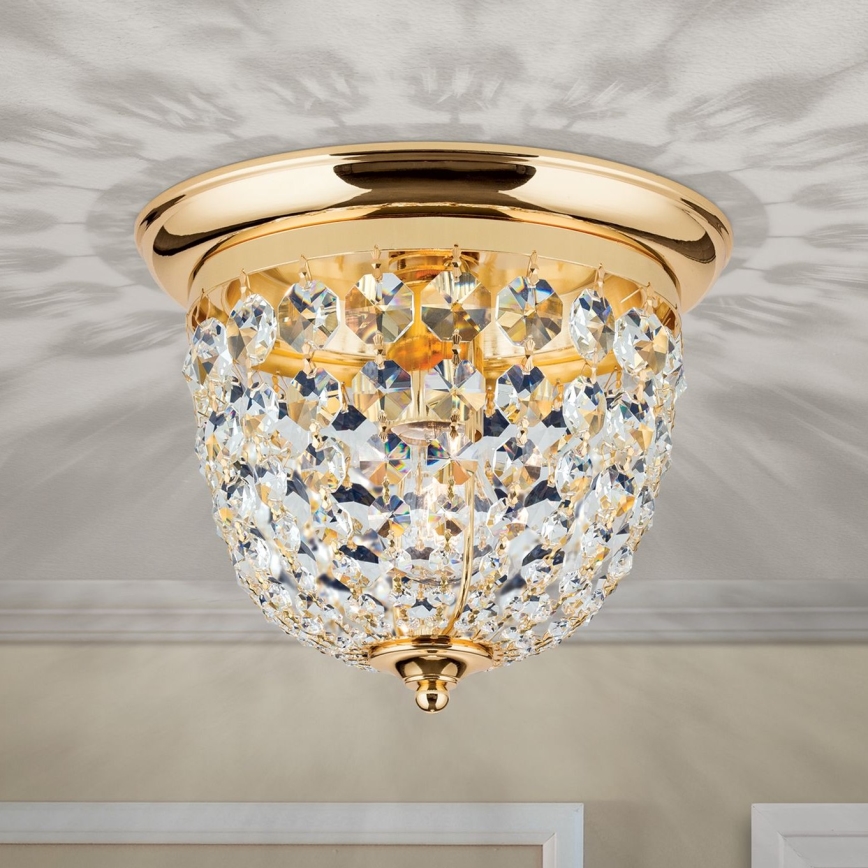 Krištáľové stropné svietidlo PLAFOND 1xE27/40W/230V pr. 26 cm zlatá