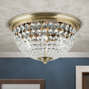 Krištáľové stropné svietidlo PLAFOND 6xE27/40W/230V pr. 47 cm bronz
