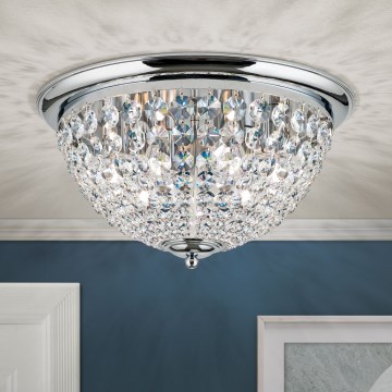 Krištáľové stropné svietidlo PLAFOND 6xE27/40W/230V pr. 47 cm lesklý chróm